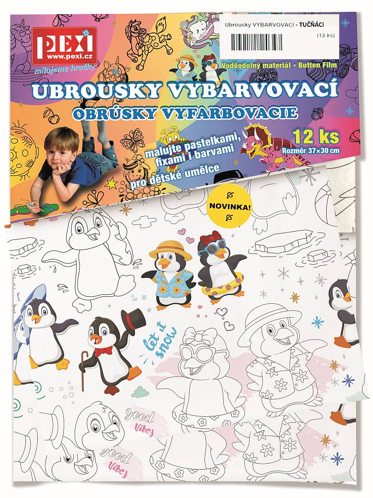 Ubrousky VYBARVOVACÍ - TUČŇÁCI (12 ks)